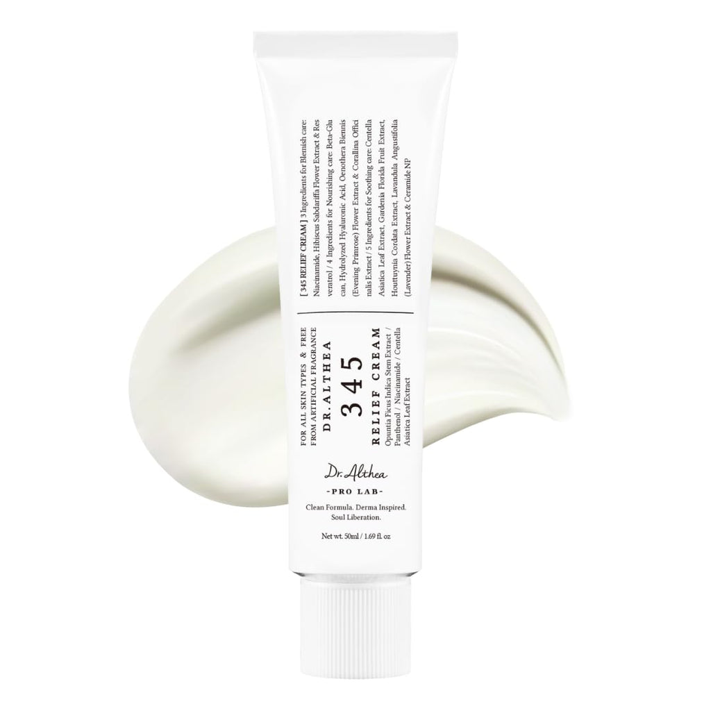 Dr.Althea 345 Relief Cream, Korean Skincare, 1.69 Fl Oz (Ver.2 - Pack of 1) | PDRN, Hyaluronic Acid for Instant Hydration, Blemish, Post-Acne Vegan Face Moisturizer with Centella, Non-comedogenic