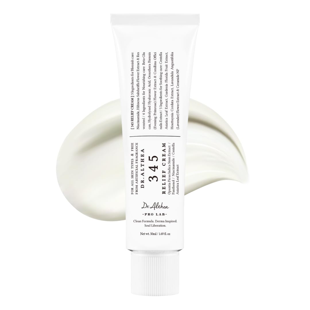 Dr.Althea 345 Relief Cream, Korean Skincare, 1.69 Fl Oz (Ver.2 - Pack of 1) | PDRN, Hyaluronic Acid for Instant Hydration, Blemish, Post-Acne Vegan Face Moisturizer with Centella, Non-comedogenic