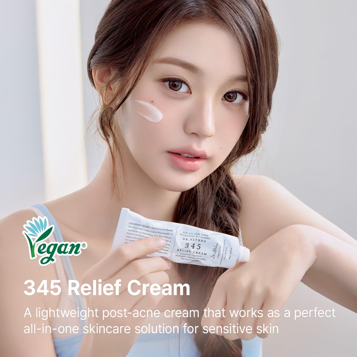 Dr.Althea 345 Relief Cream, Korean Skincare, 1.69 Fl Oz (Ver.2 - Pack of 1) | PDRN, Hyaluronic Acid for Instant Hydration, Blemish, Post-Acne Vegan Face Moisturizer with Centella, Non-comedogenic