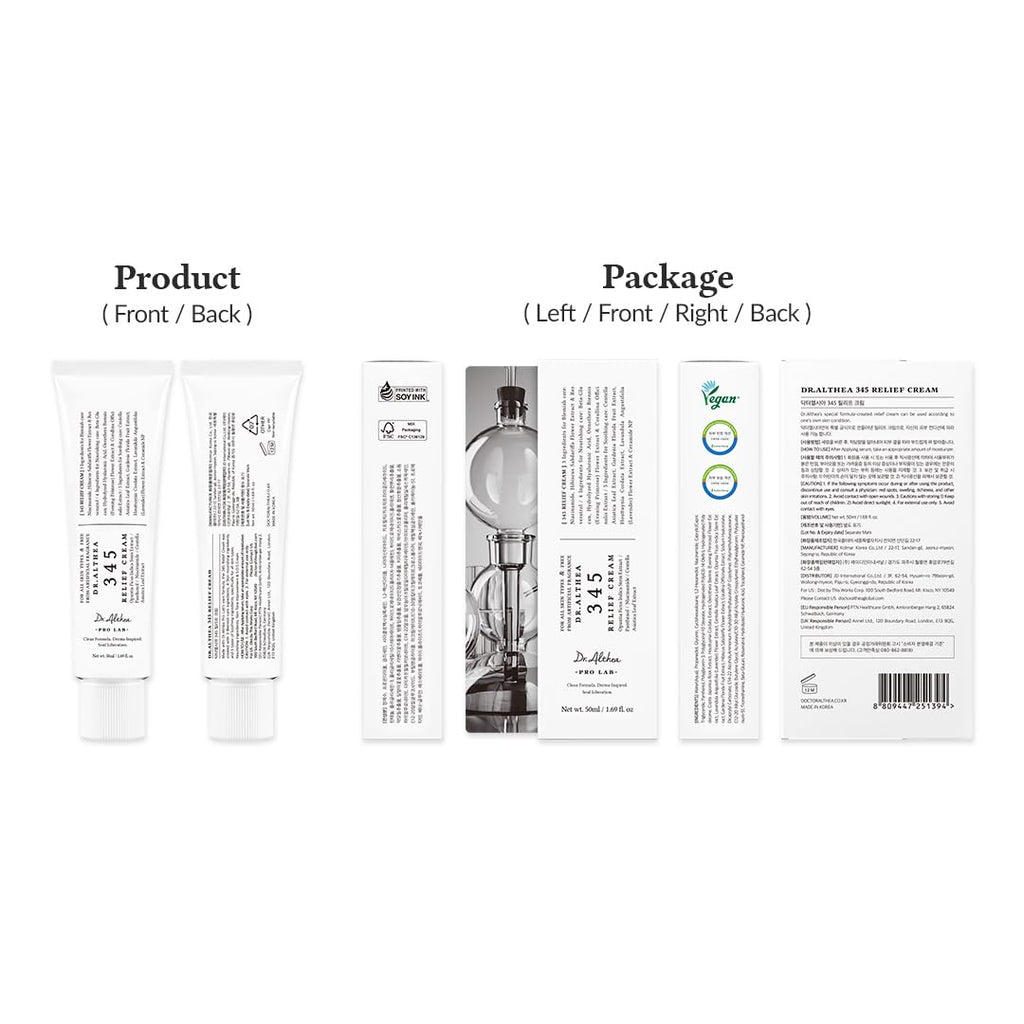 Dr.Althea 345 Relief Cream, Korean Skincare, 1.69 Fl Oz (Ver.2 - Pack of 1) | PDRN, Hyaluronic Acid for Instant Hydration, Blemish, Post-Acne Vegan Face Moisturizer with Centella, Non-comedogenic