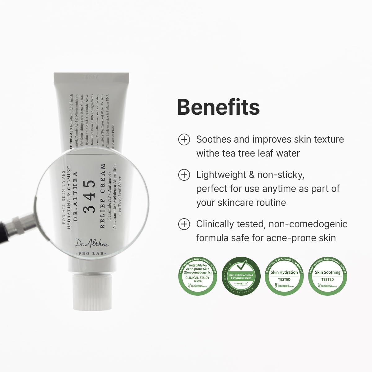 Dr.Althea 345 Relief Cream, Korean Skincare, 1.69 Fl Oz (Ver.2 - Pack of 1) | PDRN, Hyaluronic Acid for Instant Hydration, Blemish, Post-Acne Vegan Face Moisturizer with Centella, Non-comedogenic