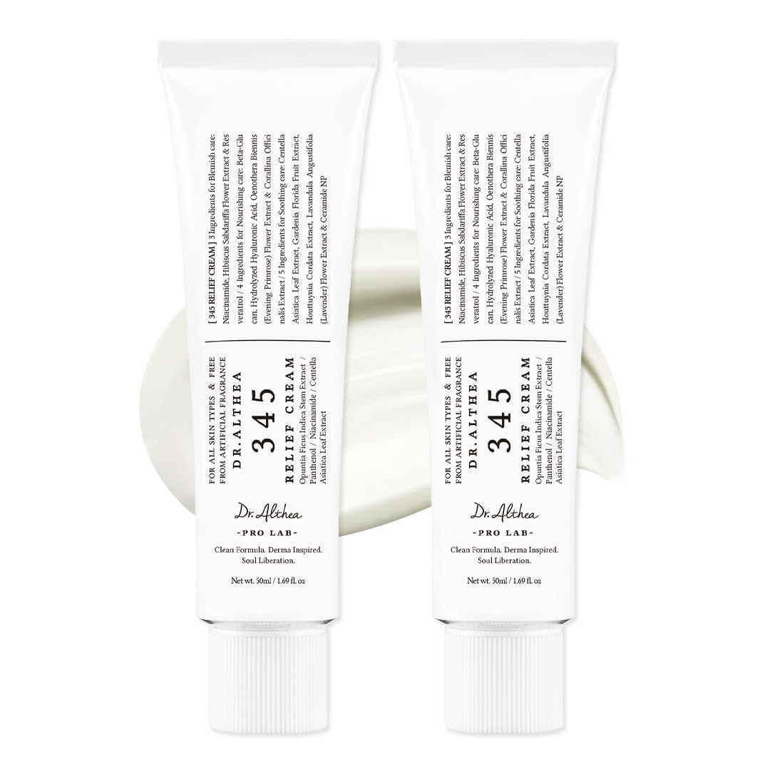 Dr.Althea 345 Relief Cream, Korean Skincare, 1.69 Fl Oz (Ver.2 - Pack of 1) | PDRN, Hyaluronic Acid for Instant Hydration, Blemish, Post-Acne Vegan Face Moisturizer with Centella, Non-comedogenic