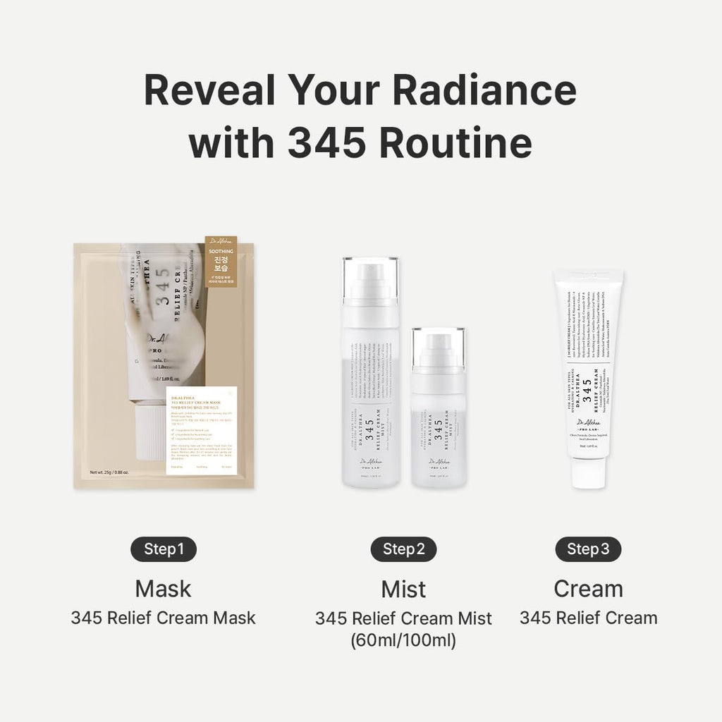 Dr.Althea 345 Relief Cream, Korean Skincare, 1.69 Fl Oz (Ver.2 - Pack of 1) | PDRN, Hyaluronic Acid for Instant Hydration, Blemish, Post-Acne Vegan Face Moisturizer with Centella, Non-comedogenic