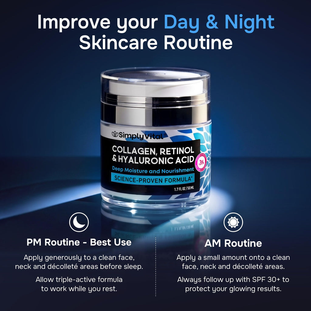 Anti-Aging Face Moisturizer with Retinol, Collagen & Hyaluronic Acid - Moisturizer Face Cream for Women & Men - Visibly Firming & Hydrating Neck Cream - Day & Night Skin Care - 1.7 fl oz