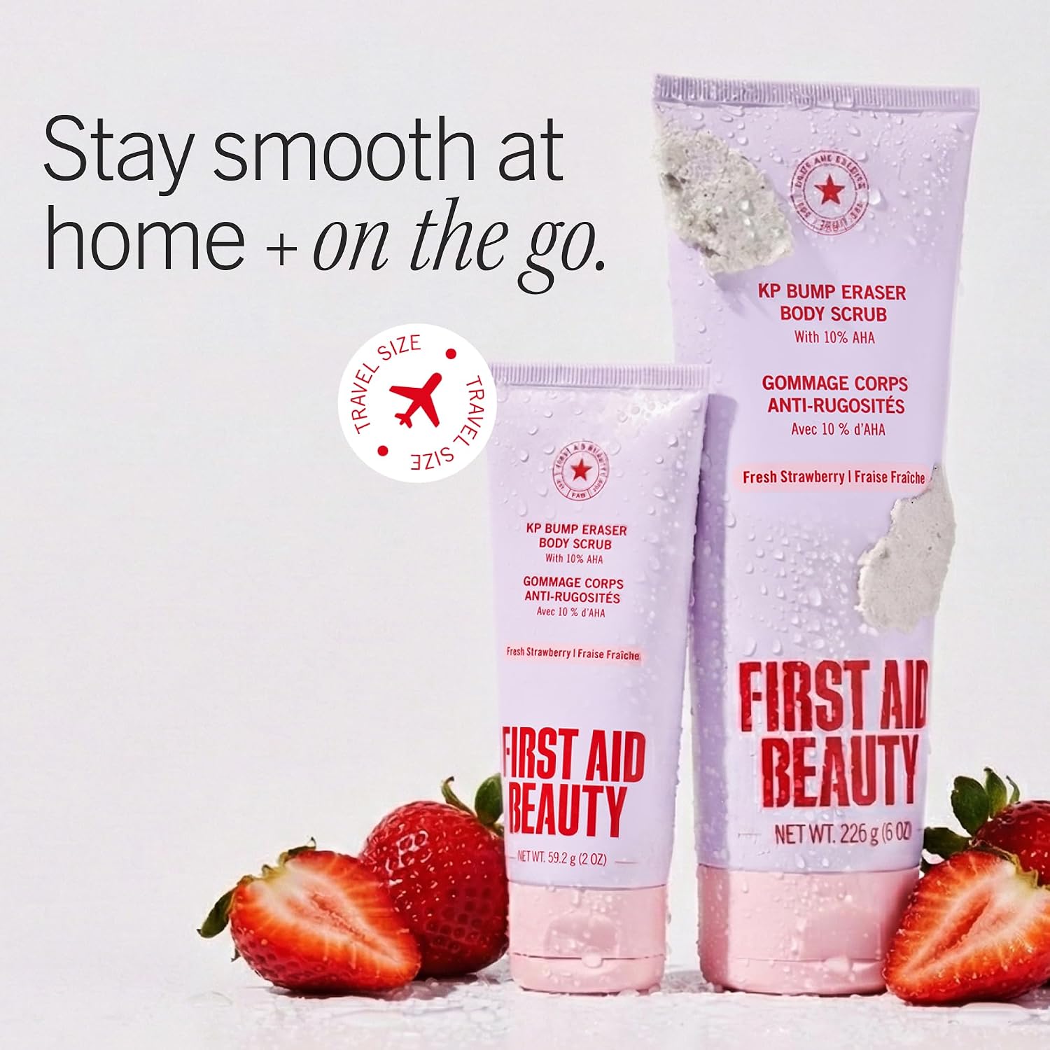 First Aid Beauty KP Bump Eraser Body Scrub with 10% AHA - Dermatologist-Tested Keratosis Pilaris Exfoliator - Support for Rough Bumps, Uneven Skin Texture & Strawberry Skin - Sensitive Skin
