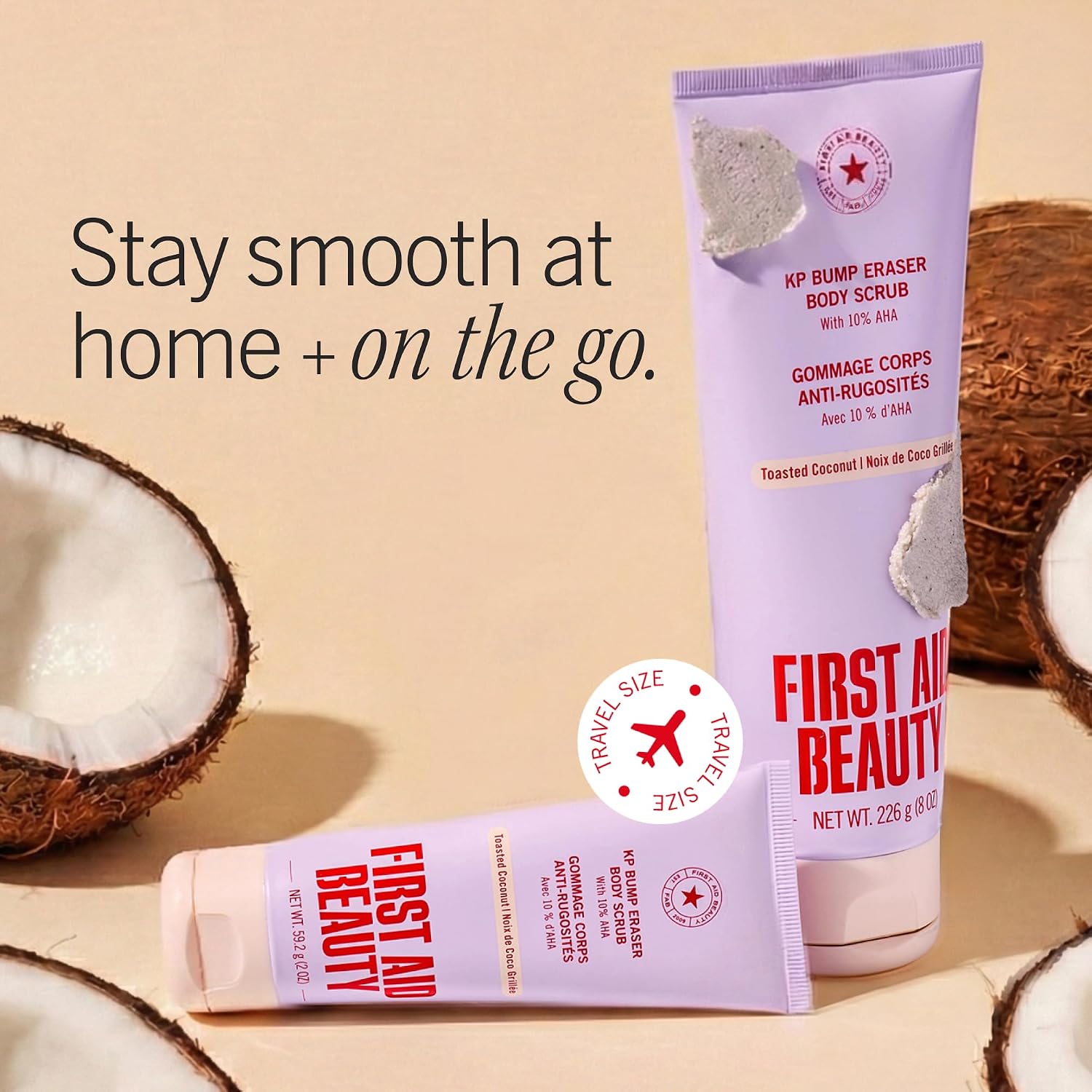 First Aid Beauty KP Bump Eraser Body Scrub with 10% AHA - Dermatologist-Tested Keratosis Pilaris Exfoliator - Support for Rough Bumps, Uneven Skin Texture & Strawberry Skin - Sensitive Skin