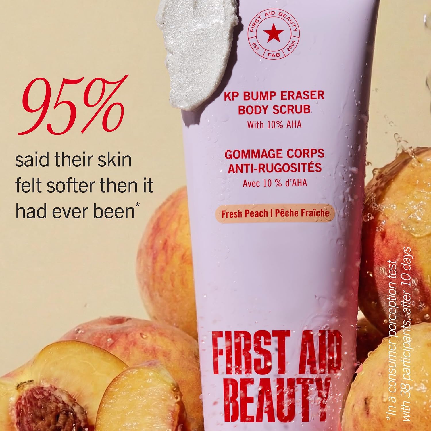 First Aid Beauty KP Bump Eraser Body Scrub with 10% AHA - Dermatologist-Tested Keratosis Pilaris Exfoliator - Support for Rough Bumps, Uneven Skin Texture & Strawberry Skin - Sensitive Skin